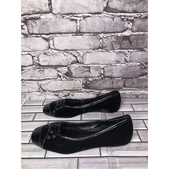 Mascaro Black Suede Patent Square Toe Ballet Flats Shoes Women’s Sz 38.5EU/8M US - Picture 9 of 16